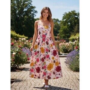 Old Navy Fit & Flare Smocked MIDI Cami Dress Size M Floral Picnic Bridgerton